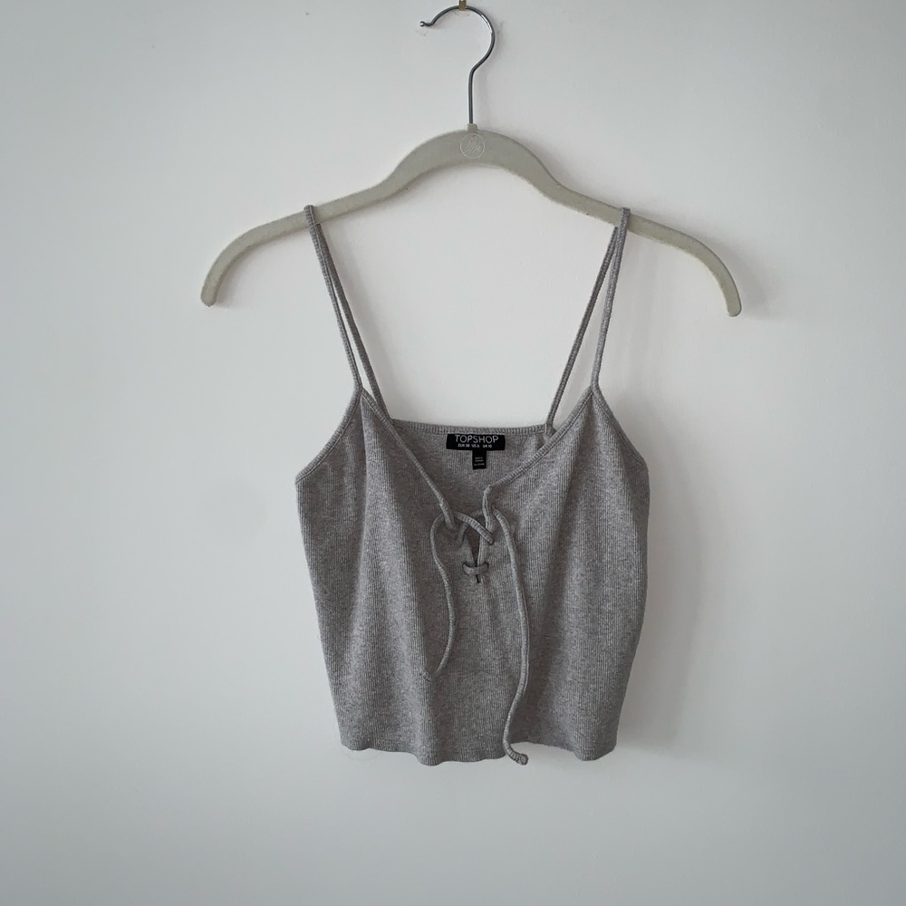 Topshop Lace-Up Ribbed Camisole